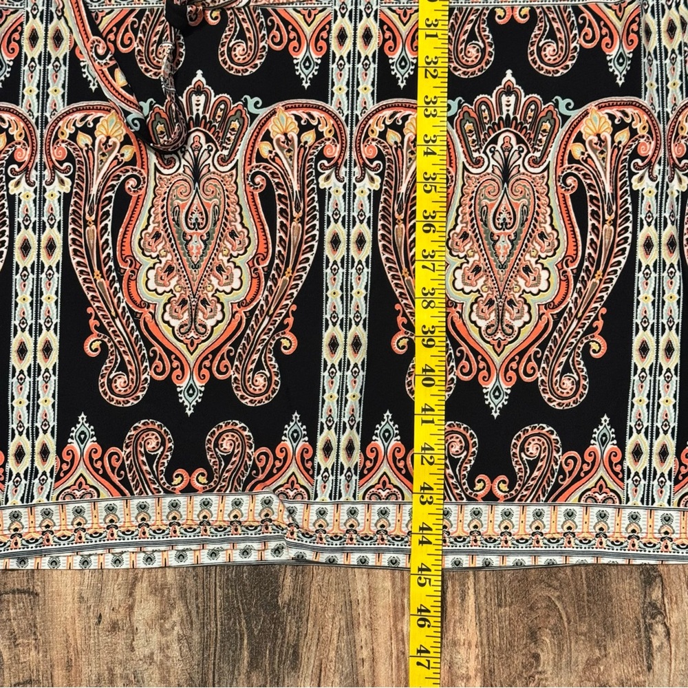 AUW Black Midi Dress with Peach Paisley Print - Picture 7 of 9